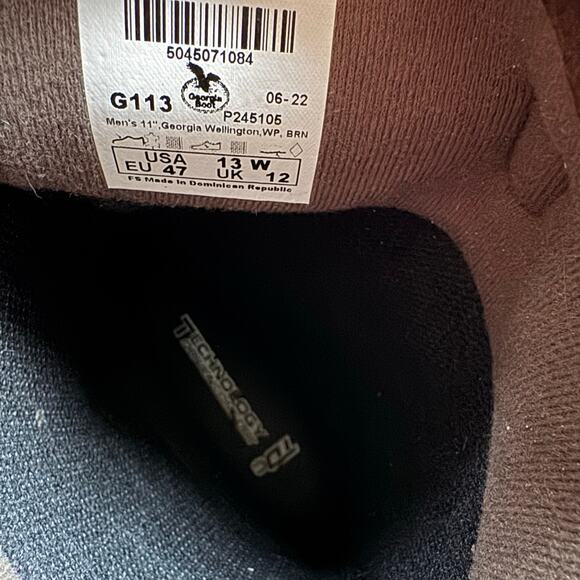 Georgia Boot Homeland Waterproof Wellington Work Boot Brown Men's Sz 13 - Picture 8 of 15